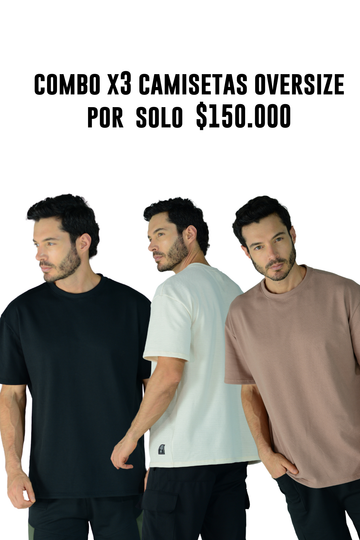 Combo x3 camisetas oversize textura